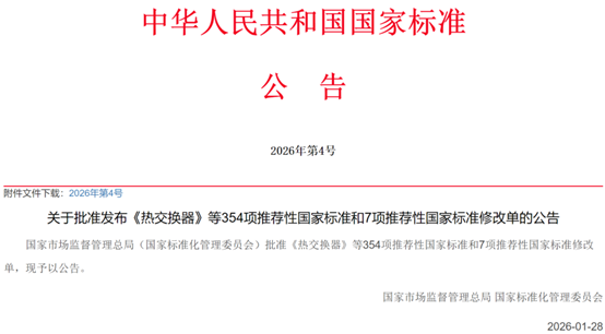 354项推荐性国家标准和7项推荐性国家标准修改单发布